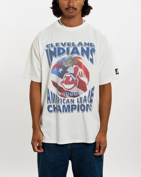 Vintage 1995 MLB Cleveland Indians Tee <br>L , The Real Deal , newtown, sydney, australia, thrift store, opshop, preloved, secondhand, sustainable, retro, antique, 70s, 80s, 90s, 2000s, 00s, fashion, clothing, streetwear, trendy, garment, style, boutique, store, shop, archive, sale, cheap, best, top