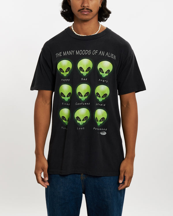 Vintage 1996 The Many Moods Of An Alien Tee <br>L , The Real Deal , newtown, sydney, australia, thrift store, opshop, preloved, secondhand, sustainable, retro, antique, 70s, 80s, 90s, 2000s, 00s, fashion, clothing, streetwear, trendy, garment, style, boutique, store, shop, archive, sale, cheap, best, top
