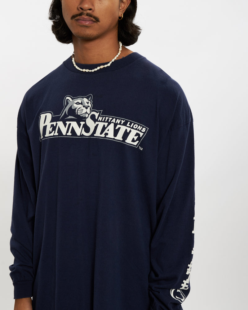 Vintage 90s NCAA Penn State 'Nittany Lions' Long Sleeve Tee <br>L , The Real Deal , newtown, sydney, australia, thrift store, opshop, preloved, secondhand, sustainable, retro, antique, 70s, 80s, 90s, 2000s, 00s, fashion, clothing, streetwear, trendy, garment, style, boutique, store, shop, archive, sale, cheap, best, top