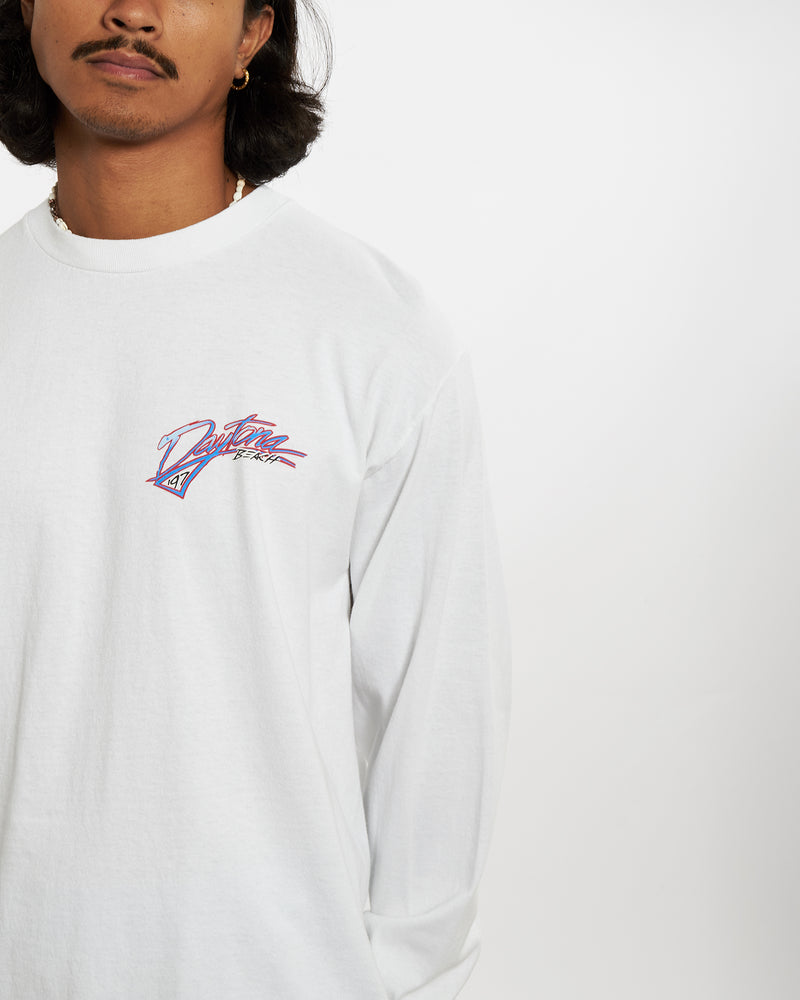 Vintage 1997 Daytona Beach Racing Long Sleeve Tee <br>L , The Real Deal , newtown, sydney, australia, thrift store, opshop, preloved, secondhand, sustainable, retro, antique, 70s, 80s, 90s, 2000s, 00s, fashion, clothing, streetwear, trendy, garment, style, boutique, store, shop, archive, sale, cheap, best, top