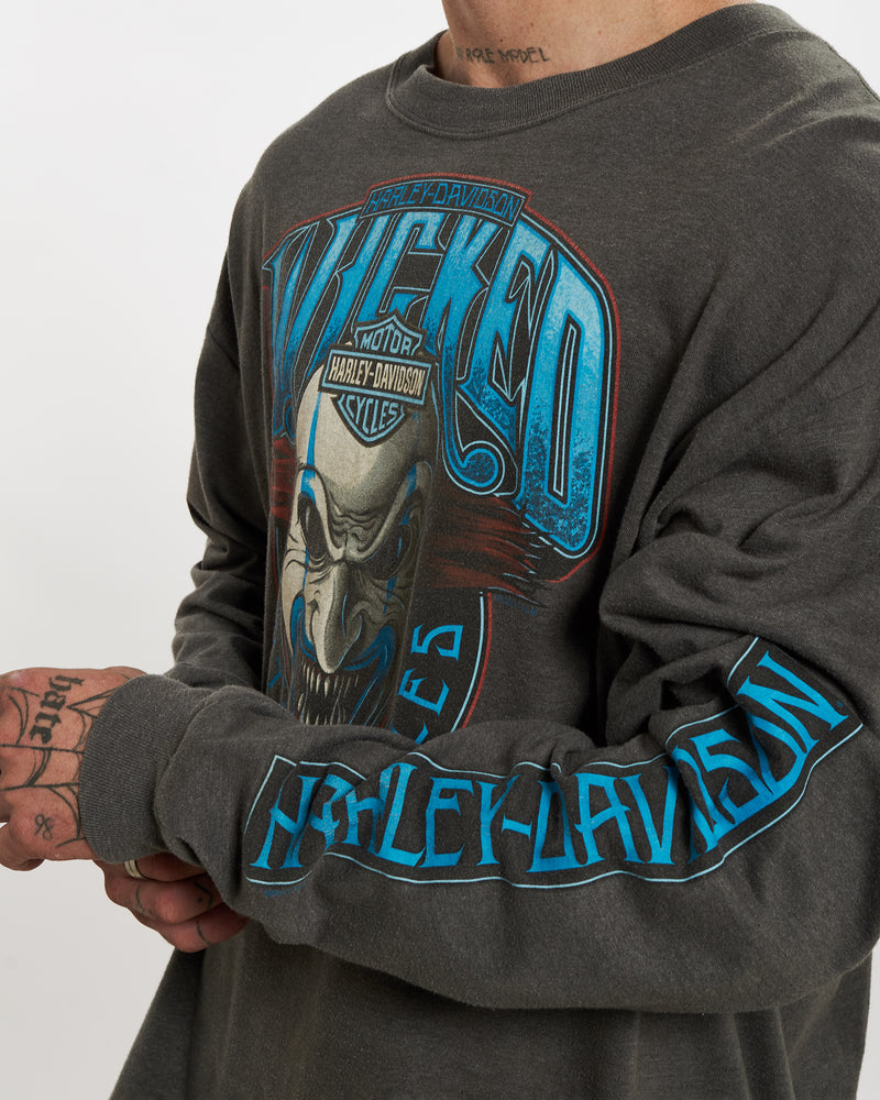 Vintage Harley Davidson Long Sleeve Tee <br>L , The Real Deal , newtown, sydney, australia, thrift store, opshop, preloved, secondhand, sustainable, retro, antique, 70s, 80s, 90s, 2000s, 00s, fashion, clothing, streetwear, trendy, garment, style, boutique, store, shop, archive, sale, cheap, best, top