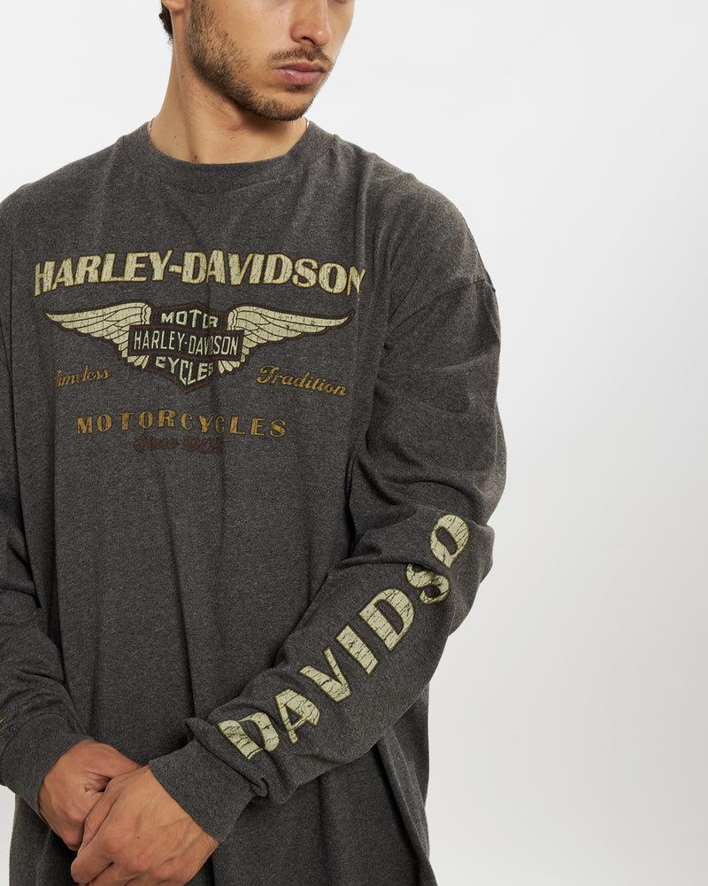 Vintage Harley Davidson Long Sleeve Tee <br>L , The Real Deal , newtown, sydney, australia, thrift store, opshop, preloved, secondhand, sustainable, retro, antique, 70s, 80s, 90s, 2000s, 00s, fashion, clothing, streetwear, trendy, garment, style, boutique, store, shop, archive, sale, cheap, best, top