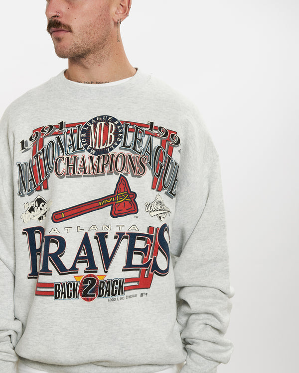 Vintage 1992 MLB Atlanta Braves Sweatshirt <br>L , The Real Deal , newtown, sydney, australia, thrift store, opshop, preloved, secondhand, sustainable, retro, antique, 70s, 80s, 90s, 2000s, 00s, fashion, clothing, streetwear, trendy, garment, style, boutique, store, shop, archive, sale, cheap, best, top