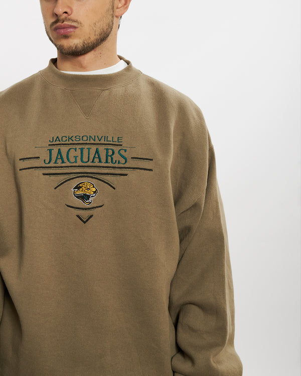 Vintage 90s NFL Jacksonville Jaguars Sweatshirt <br>L , The Real Deal , newtown, sydney, australia, thrift store, opshop, preloved, secondhand, sustainable, retro, antique, 70s, 80s, 90s, 2000s, 00s, fashion, clothing, streetwear, trendy, garment, style, boutique, store, shop, archive, sale, cheap, best, top