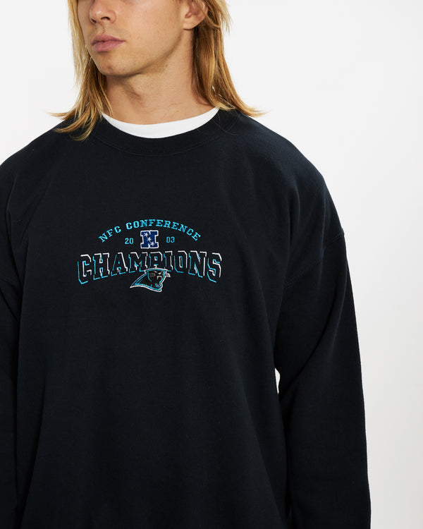 Vintage NFL Carolina Panthers Sweatshirt <br>XL , The Real Deal , newtown, sydney, australia, thrift store, opshop, preloved, secondhand, sustainable, retro, antique, 70s, 80s, 90s, 2000s, 00s, fashion, clothing, streetwear, trendy, garment, style, boutique, store, shop, archive, sale, cheap, best, top