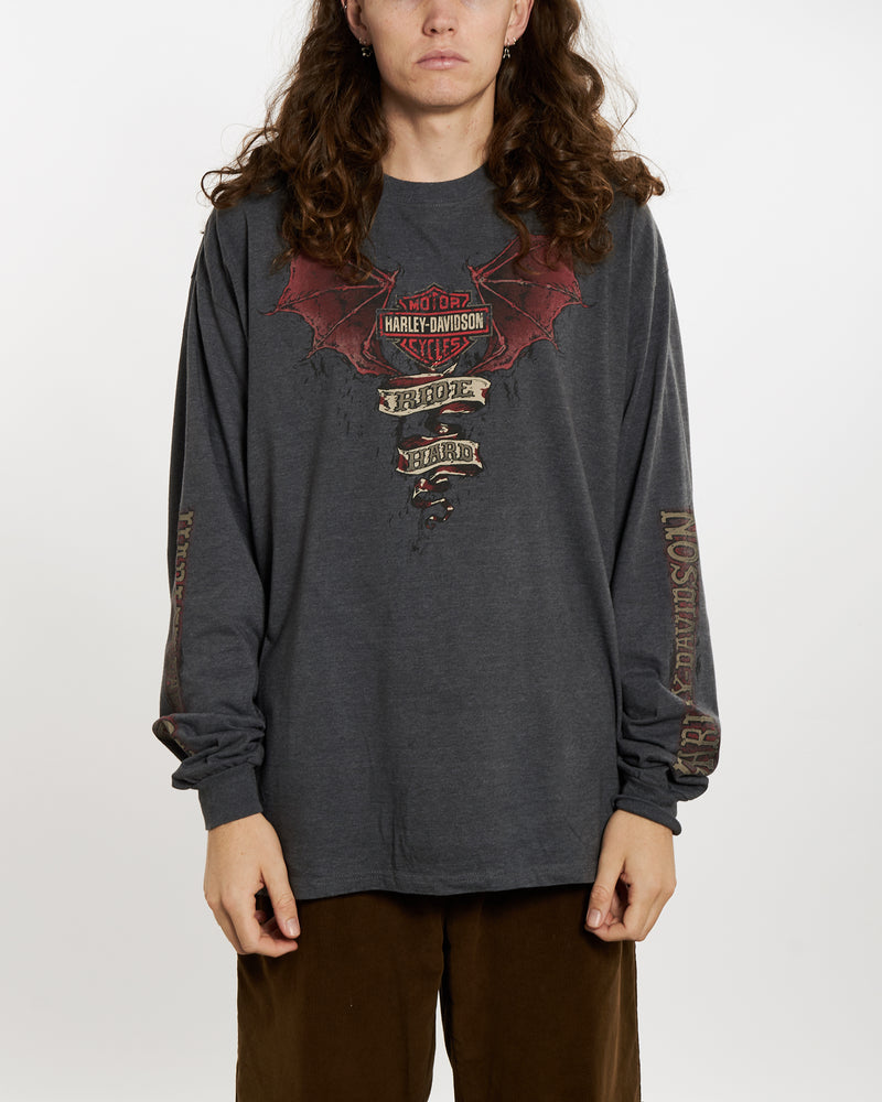 Vintage Harley Davidson Long Sleeve Tee <br>XL , The Real Deal , newtown, sydney, australia, thrift store, opshop, preloved, secondhand, sustainable, retro, antique, 70s, 80s, 90s, 2000s, 00s, fashion, clothing, streetwear, trendy, garment, style, boutique, store, shop, archive, sale, cheap, best, top