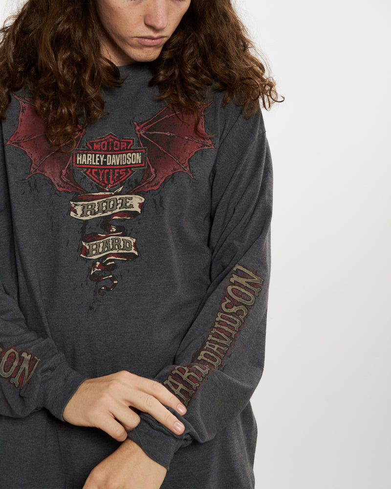 Vintage Harley Davidson Long Sleeve Tee <br>XL , The Real Deal , newtown, sydney, australia, thrift store, opshop, preloved, secondhand, sustainable, retro, antique, 70s, 80s, 90s, 2000s, 00s, fashion, clothing, streetwear, trendy, garment, style, boutique, store, shop, archive, sale, cheap, best, top