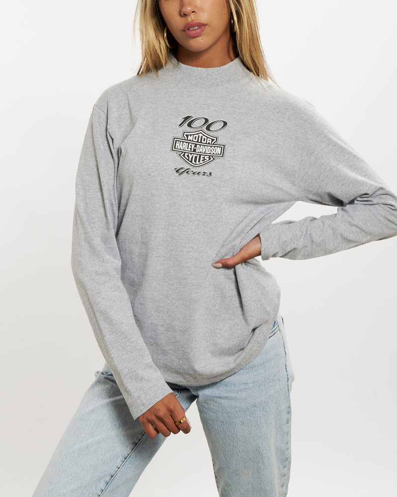 Vintage Harley Davidson Long Sleeve Mock Neck Tee <br>XS , The Real Deal , newtown, sydney, australia, thrift store, opshop, preloved, secondhand, sustainable, retro, antique, 70s, 80s, 90s, 2000s, 00s, fashion, clothing, streetwear, trendy, garment, style, boutique, store, shop, archive, sale, cheap, best, top