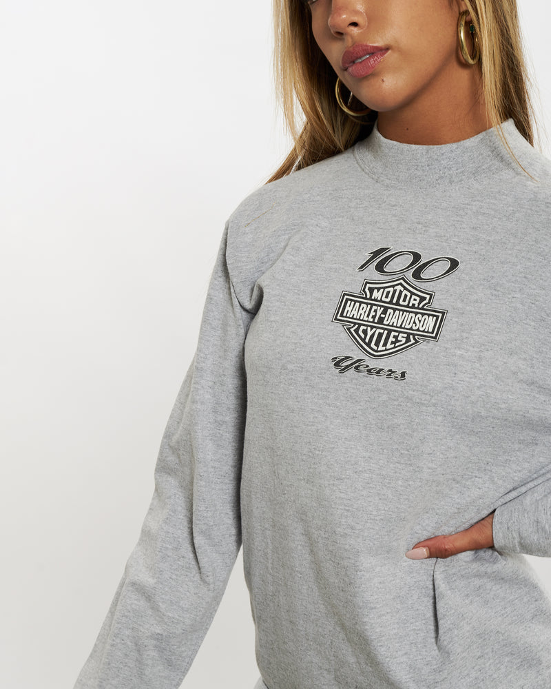 Vintage Harley Davidson Long Sleeve Mock Neck Tee <br>XS , The Real Deal , newtown, sydney, australia, thrift store, opshop, preloved, secondhand, sustainable, retro, antique, 70s, 80s, 90s, 2000s, 00s, fashion, clothing, streetwear, trendy, garment, style, boutique, store, shop, archive, sale, cheap, best, top