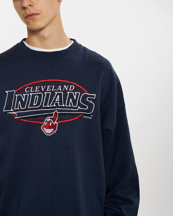 Vintage 1999 MLB Cleveland Indians Sweatshirt <br>L , The Real Deal , newtown, sydney, australia, thrift store, opshop, preloved, secondhand, sustainable, retro, antique, 70s, 80s, 90s, 2000s, 00s, fashion, clothing, streetwear, trendy, garment, style, boutique, store, shop, archive, sale, cheap, best, top