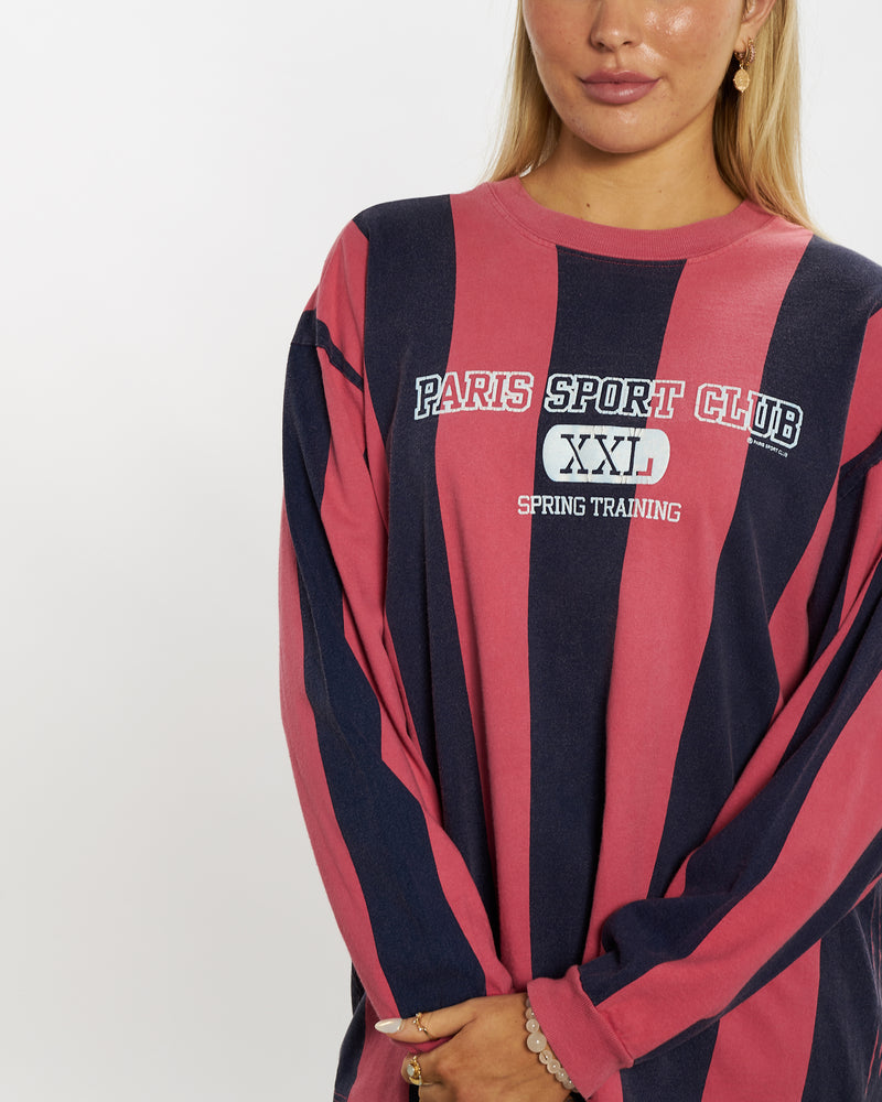 Vintage 90s Paris Sport Club Long Sleeve Tee <br>M , The Real Deal , newtown, sydney, australia, thrift store, opshop, preloved, secondhand, sustainable, retro, antique, 70s, 80s, 90s, 2000s, 00s, fashion, clothing, streetwear, trendy, garment, style, boutique, store, shop, archive, sale, cheap, best, top