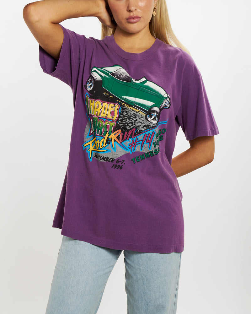 Vintage 1996 Shades of the Past Racing Tee <br>M , The Real Deal , newtown, sydney, australia, thrift store, opshop, preloved, secondhand, sustainable, retro, antique, 70s, 80s, 90s, 2000s, 00s, fashion, clothing, streetwear, trendy, garment, style, boutique, store, shop, archive, sale, cheap, best, top