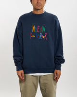 Vintage 90s New York Embroidered Sweatshirt <br>L , The Real Deal , newtown, sydney, australia, thrift store, opshop, preloved, secondhand, sustainable, retro, antique, 70s, 80s, 90s, 2000s, 00s, fashion, clothing, streetwear, trendy, garment, style, boutique, store, shop, archive, sale, cheap, best, top