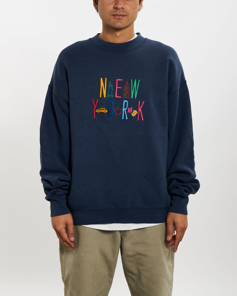 Vintage 90s New York Embroidered Sweatshirt <br>L , The Real Deal , newtown, sydney, australia, thrift store, opshop, preloved, secondhand, sustainable, retro, antique, 70s, 80s, 90s, 2000s, 00s, fashion, clothing, streetwear, trendy, garment, style, boutique, store, shop, archive, sale, cheap, best, top