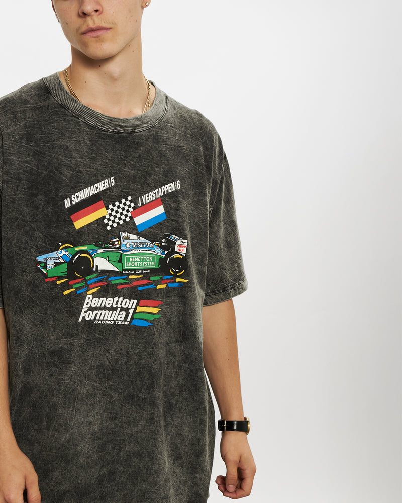 Vintage 90s Benetton Formula 1 Racing Tee <br>L , The Real Deal , newtown, sydney, australia, thrift store, opshop, preloved, secondhand, sustainable, retro, antique, 70s, 80s, 90s, 2000s, 00s, fashion, clothing, streetwear, trendy, garment, style, boutique, store, shop, archive, sale, cheap, best, top
