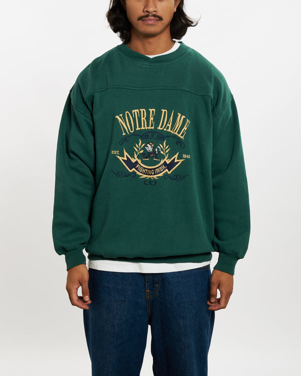 Vintage 90s NCAA University Of Notre Dame Fighting Irish Sweatshirt <br>L , The Real Deal , newtown, sydney, australia, thrift store, opshop, preloved, secondhand, sustainable, retro, antique, 70s, 80s, 90s, 2000s, 00s, fashion, clothing, streetwear, trendy, garment, style, boutique, store, shop, archive, sale, cheap, best, top