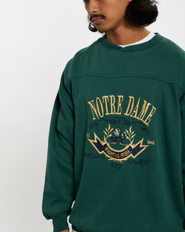 Vintage 90s NCAA University Of Notre Dame Fighting Irish Sweatshirt <br>L , The Real Deal , newtown, sydney, australia, thrift store, opshop, preloved, secondhand, sustainable, retro, antique, 70s, 80s, 90s, 2000s, 00s, fashion, clothing, streetwear, trendy, garment, style, boutique, store, shop, archive, sale, cheap, best, top