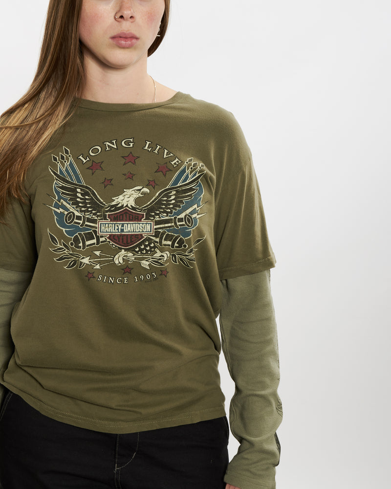 Vintage Harley Davidson Long Sleeve Tee <br>M , The Real Deal , newtown, sydney, australia, thrift store, opshop, preloved, secondhand, sustainable, retro, antique, 70s, 80s, 90s, 2000s, 00s, fashion, clothing, streetwear, trendy, garment, style, boutique, store, shop, archive, sale, cheap, best, top