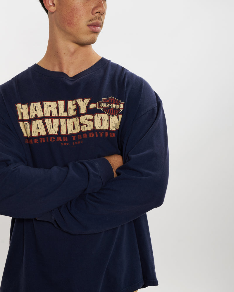 Vintage Harley Davidson Long Sleeve Tee <br>XL , The Real Deal , newtown, sydney, australia, thrift store, opshop, preloved, secondhand, sustainable, retro, antique, 70s, 80s, 90s, 2000s, 00s, fashion, clothing, streetwear, trendy, garment, style, boutique, store, shop, archive, sale, cheap, best, top