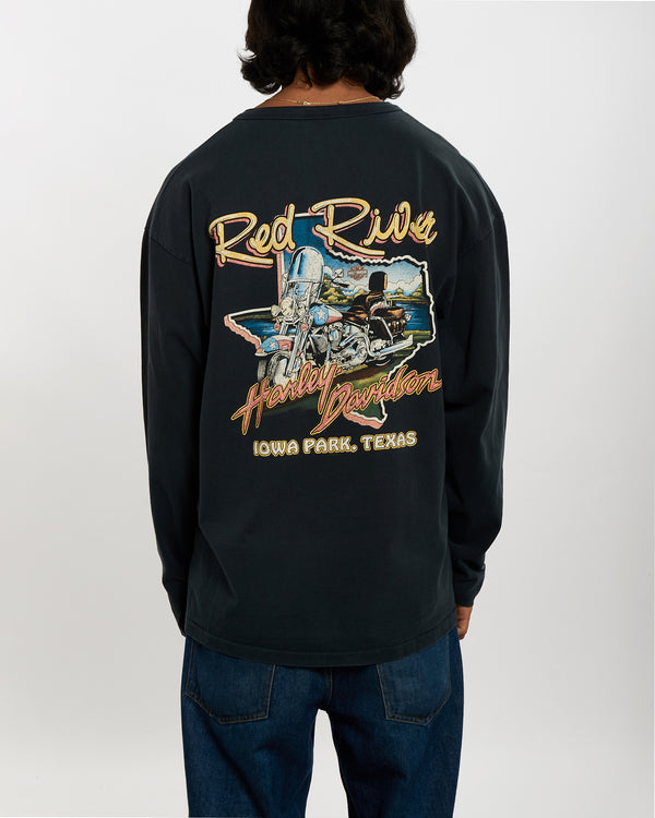 Vintage 1998 Harley Davidson Long Sleeve Henley Tee <br>L , The Real Deal , newtown, sydney, australia, thrift store, opshop, preloved, secondhand, sustainable, retro, antique, 70s, 80s, 90s, 2000s, 00s, fashion, clothing, streetwear, trendy, garment, style, boutique, store, shop, archive, sale, cheap, best, top