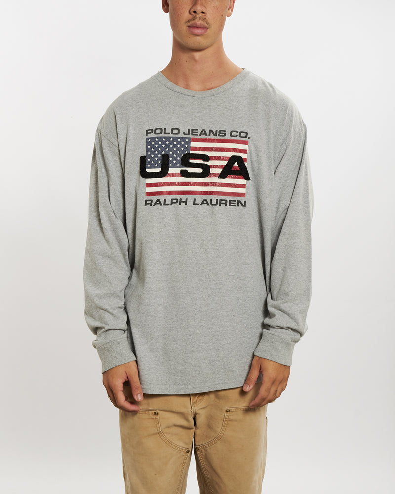 Vintage 90s Ralph Lauren Polo Jeans Co. Long Sleeve Tee <br>XL , The Real Deal , newtown, sydney, australia, thrift store, opshop, preloved, secondhand, sustainable, retro, antique, 70s, 80s, 90s, 2000s, 00s, fashion, clothing, streetwear, trendy, garment, style, boutique, store, shop, archive, sale, cheap, best, top