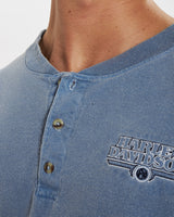 Vintage Harley Davidson Henley Tee <br>XXL , The Real Deal , newtown, sydney, australia, thrift store, opshop, preloved, secondhand, sustainable, retro, antique, 70s, 80s, 90s, 2000s, 00s, fashion, clothing, streetwear, trendy, garment, style, boutique, store, shop, archive, sale, cheap, best, top