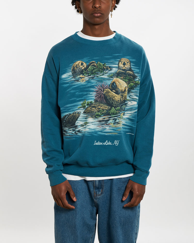 Vintage 90s Wildlife 'Otters' Sweatshirt <br>L , The Real Deal , newtown, sydney, australia, thrift store, opshop, preloved, secondhand, sustainable, retro, antique, 70s, 80s, 90s, 2000s, 00s, fashion, clothing, streetwear, trendy, garment, style, boutique, store, shop, archive, sale, cheap, best, top