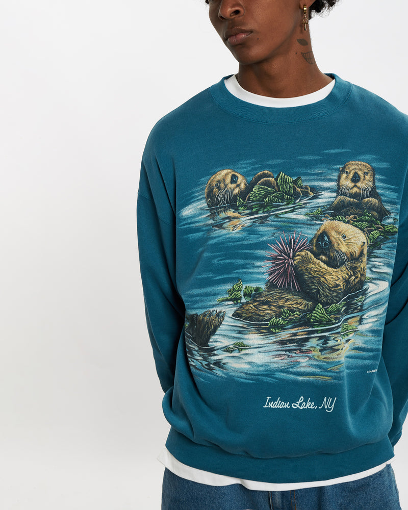 90s Wildlife 'Otters' Sweatshirt <br>L