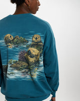 Vintage 90s Wildlife 'Otters' Sweatshirt <br>L , The Real Deal , newtown, sydney, australia, thrift store, opshop, preloved, secondhand, sustainable, retro, antique, 70s, 80s, 90s, 2000s, 00s, fashion, clothing, streetwear, trendy, garment, style, boutique, store, shop, archive, sale, cheap, best, top