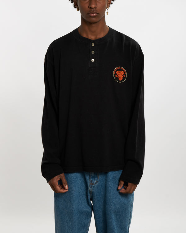 Vintage Harley Davidson Long Sleeve Henley Tee <br>L , The Real Deal , newtown, sydney, australia, thrift store, opshop, preloved, secondhand, sustainable, retro, antique, 70s, 80s, 90s, 2000s, 00s, fashion, clothing, streetwear, trendy, garment, style, boutique, store, shop, archive, sale, cheap, best, top