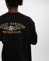 Vintage Harley Davidson Long Sleeve Henley Tee <br>L , The Real Deal , newtown, sydney, australia, thrift store, opshop, preloved, secondhand, sustainable, retro, antique, 70s, 80s, 90s, 2000s, 00s, fashion, clothing, streetwear, trendy, garment, style, boutique, store, shop, archive, sale, cheap, best, top