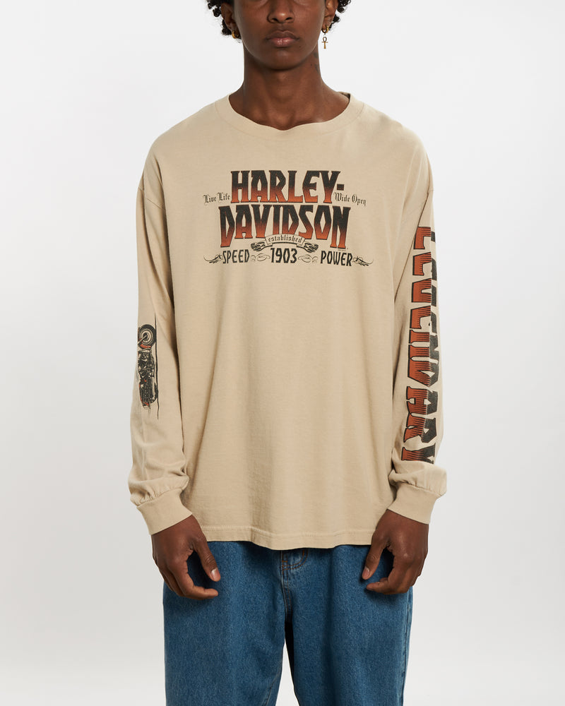 Vintage Harley Davidson Long Sleeve Tee <br>L , The Real Deal , newtown, sydney, australia, thrift store, opshop, preloved, secondhand, sustainable, retro, antique, 70s, 80s, 90s, 2000s, 00s, fashion, clothing, streetwear, trendy, garment, style, boutique, store, shop, archive, sale, cheap, best, top