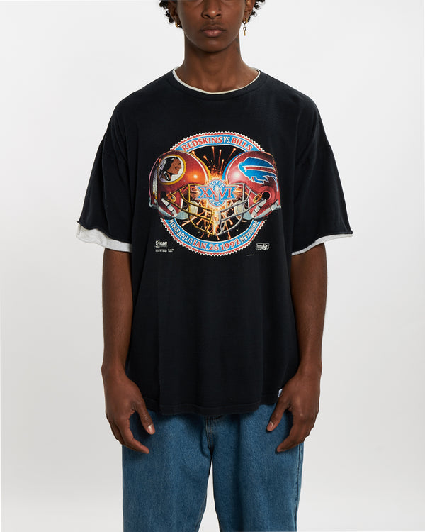 Vintage 1992 NFL Redskins vs. Bills Super Bowl Tee <br>L , The Real Deal , newtown, sydney, australia, thrift store, opshop, preloved, secondhand, sustainable, retro, antique, 70s, 80s, 90s, 2000s, 00s, fashion, clothing, streetwear, trendy, garment, style, boutique, store, shop, archive, sale, cheap, best, top