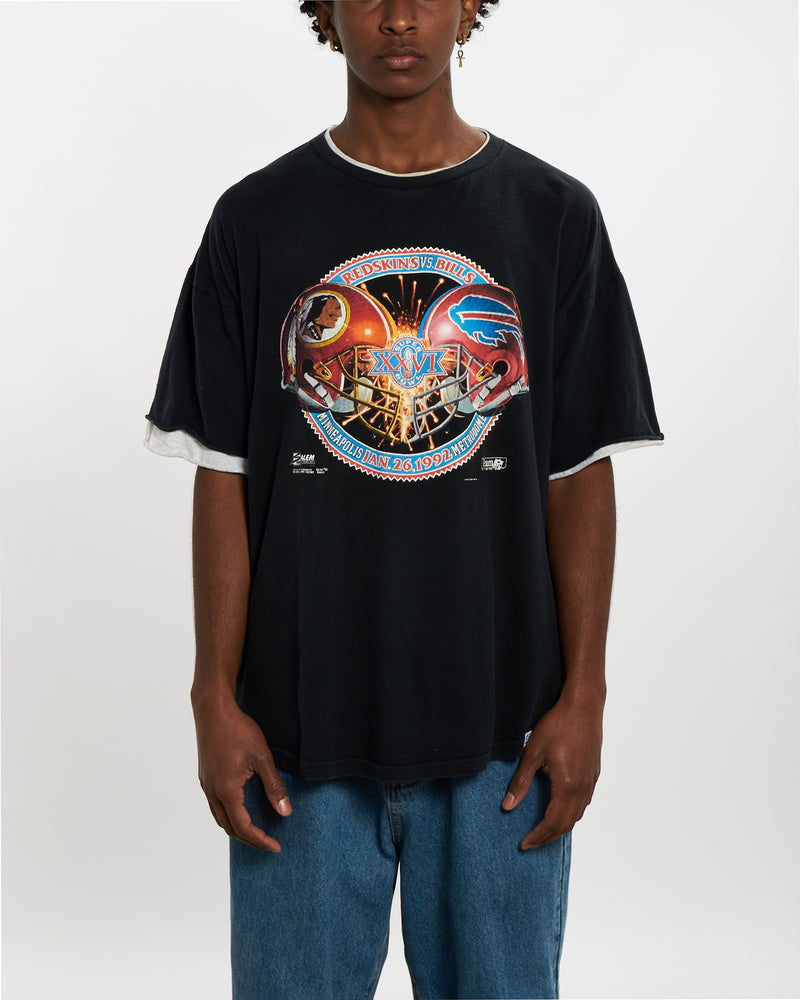 Vintage 1992 NFL Redskins vs. Bills Super Bowl Tee <br>L , The Real Deal , newtown, sydney, australia, thrift store, opshop, preloved, secondhand, sustainable, retro, antique, 70s, 80s, 90s, 2000s, 00s, fashion, clothing, streetwear, trendy, garment, style, boutique, store, shop, archive, sale, cheap, best, top
