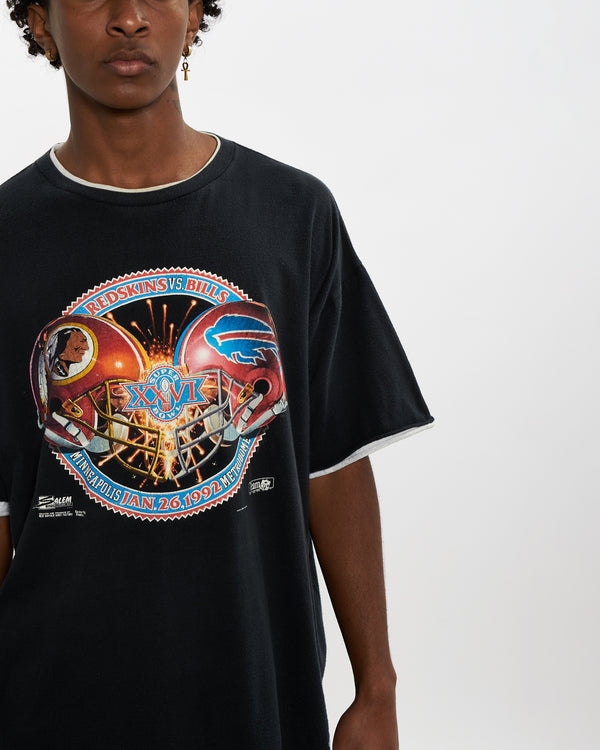 Vintage 1992 NFL Redskins vs. Bills Super Bowl Tee <br>L , The Real Deal , newtown, sydney, australia, thrift store, opshop, preloved, secondhand, sustainable, retro, antique, 70s, 80s, 90s, 2000s, 00s, fashion, clothing, streetwear, trendy, garment, style, boutique, store, shop, archive, sale, cheap, best, top