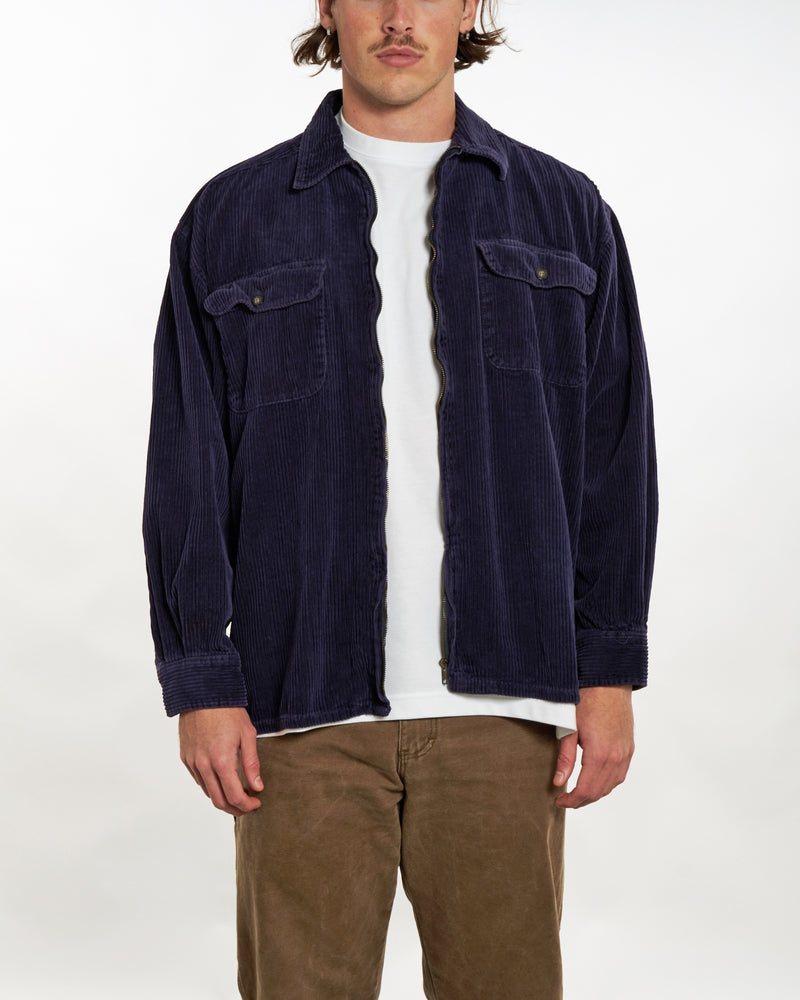 Vintage 90s Corduroy Zip Up Shirt <br>XL , The Real Deal , newtown, sydney, australia, thrift store, opshop, preloved, secondhand, sustainable, retro, antique, 70s, 80s, 90s, 2000s, 00s, fashion, clothing, streetwear, trendy, garment, style, boutique, store, shop, archive, sale, cheap, best, top