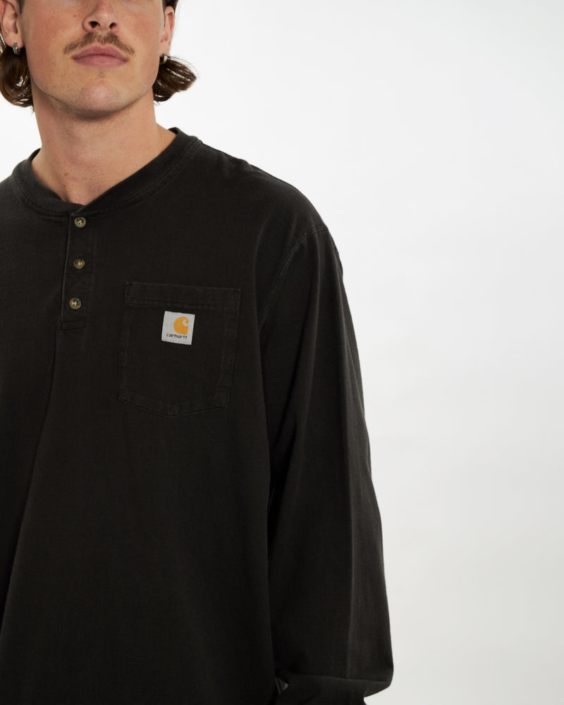 Vintage Carhartt Long Sleeve Henley Pocket Tee <br>XXL , The Real Deal , newtown, sydney, australia, thrift store, opshop, preloved, secondhand, sustainable, retro, antique, 70s, 80s, 90s, 2000s, 00s, fashion, clothing, streetwear, trendy, garment, style, boutique, store, shop, archive, sale, cheap, best, top