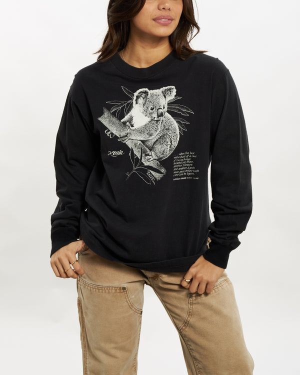 Vintage 90s Wildlife Koala Long Sleeve Tee <br>XS , The Real Deal , newtown, sydney, australia, thrift store, opshop, preloved, secondhand, sustainable, retro, antique, 70s, 80s, 90s, 2000s, 00s, fashion, clothing, streetwear, trendy, garment, style, boutique, store, shop, archive, sale, cheap, best, top