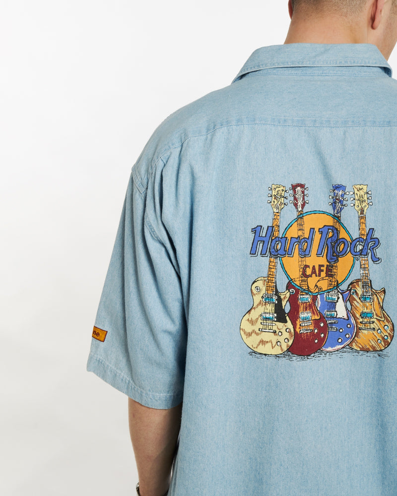 90s Hard Rock Cafe Denim Button Up Shirt <br>XL