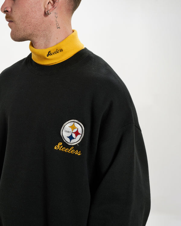 90s NFL Pittsburgh Steelers Turtleneck Sweatshirt  <br>L