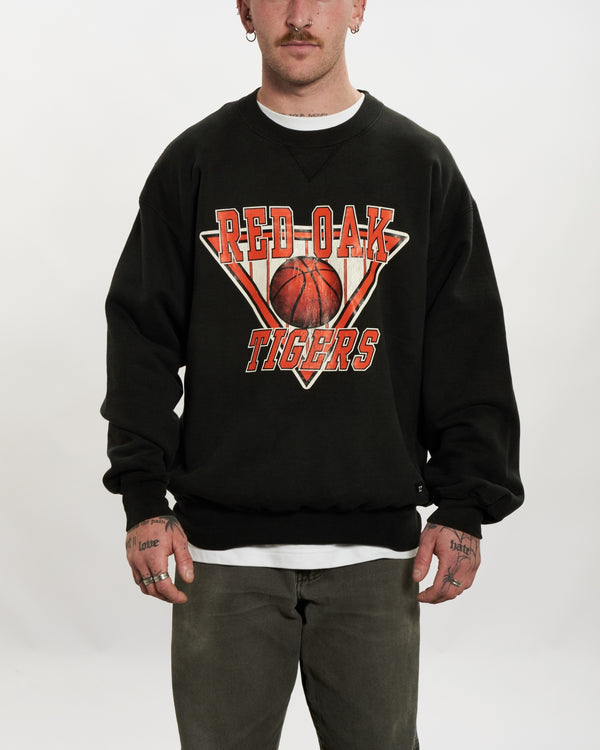 90s Red Oak Tigers Basketball Sweatshirt  <br>L