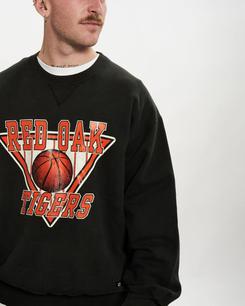 Vintage 90s Red Oak Tigers Basketball Sweatshirt <br>L , The Real Deal , newtown, sydney, australia, thrift store, opshop, preloved, secondhand, sustainable, retro, antique, 70s, 80s, 90s, 2000s, 00s, fashion, clothing, streetwear, trendy, garment, style, boutique, store, shop, archive, sale, cheap, best, top