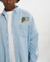 Vintage 90s Garfield x Miami Dolphins Button Up Shirt <br>L , The Real Deal , newtown, sydney, australia, thrift store, opshop, preloved, secondhand, sustainable, retro, antique, 70s, 80s, 90s, 2000s, 00s, fashion, clothing, streetwear, trendy, garment, style, boutique, store, shop, archive, sale, cheap, best, top