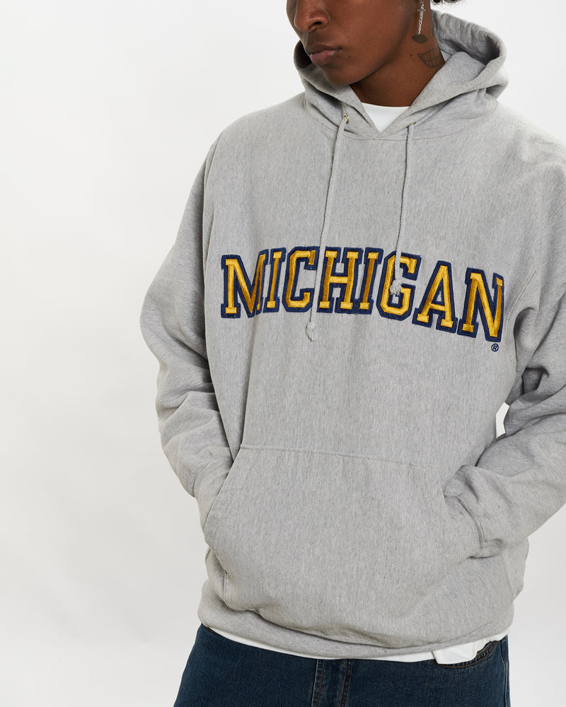 Vintage 90s NCAA University of Michigan Wolverines Hooded Sweatshirt <br>L , The Real Deal , newtown, sydney, australia, thrift store, opshop, preloved, secondhand, sustainable, retro, antique, 70s, 80s, 90s, 2000s, 00s, fashion, clothing, streetwear, trendy, garment, style, boutique, store, shop, archive, sale, cheap, best, top