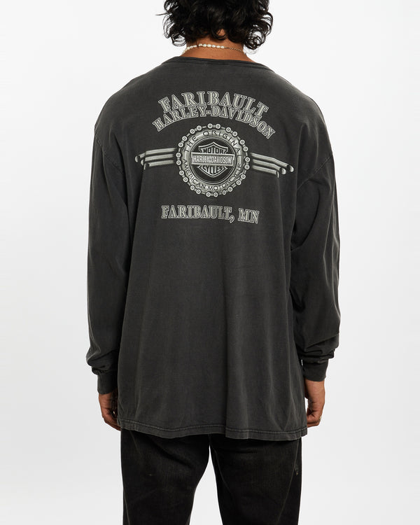 Vintage Harley Davidson Long Sleeve Henley Tee <br>XL , The Real Deal , newtown, sydney, australia, thrift store, opshop, preloved, secondhand, sustainable, retro, antique, 70s, 80s, 90s, 2000s, 00s, fashion, clothing, streetwear, trendy, garment, style, boutique, store, shop, archive, sale, cheap, best, top