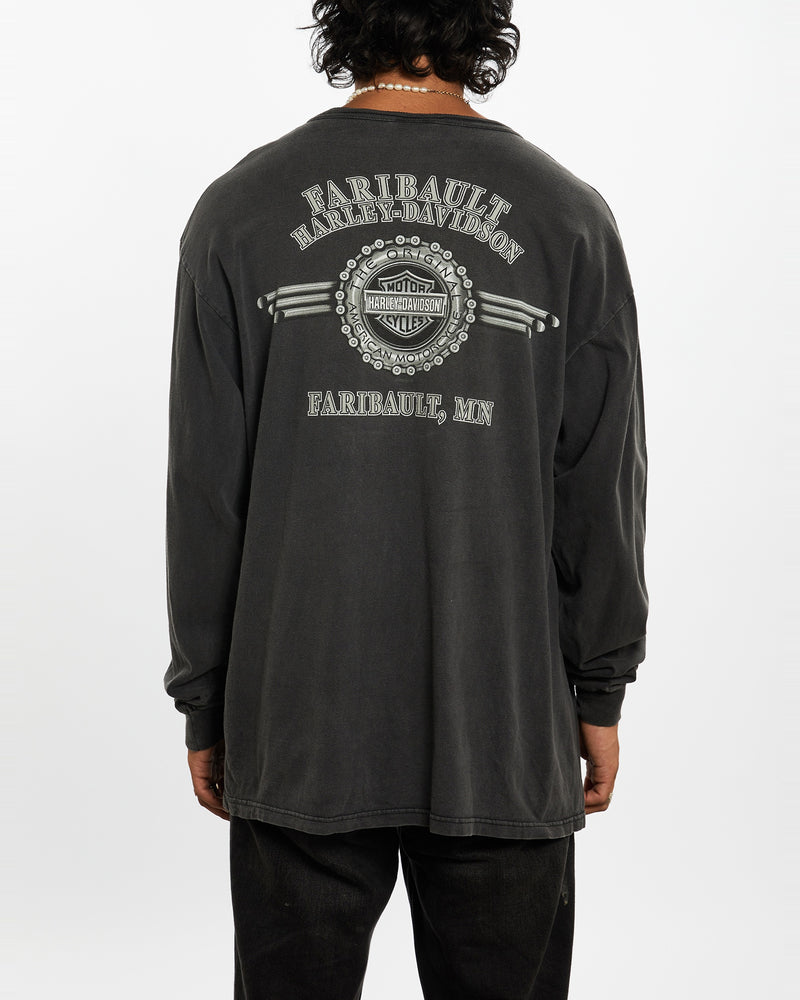 Vintage Harley Davidson Long Sleeve Henley Tee <br>XL , The Real Deal , newtown, sydney, australia, thrift store, opshop, preloved, secondhand, sustainable, retro, antique, 70s, 80s, 90s, 2000s, 00s, fashion, clothing, streetwear, trendy, garment, style, boutique, store, shop, archive, sale, cheap, best, top