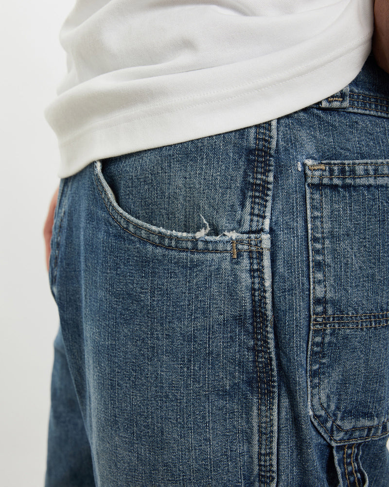 Vintage Wrangler Denim Carpenter Shorts <br>32" , The Real Deal , newtown, sydney, australia, thrift store, opshop, preloved, secondhand, sustainable, retro, antique, 70s, 80s, 90s, 2000s, 00s, fashion, clothing, streetwear, trendy, garment, style, boutique, store, shop, archive, sale, cheap, best, top