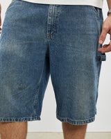 Vintage Lee Denim Carpenter Shorts <br>34" , The Real Deal , newtown, sydney, australia, thrift store, opshop, preloved, secondhand, sustainable, retro, antique, 70s, 80s, 90s, 2000s, 00s, fashion, clothing, streetwear, trendy, garment, style, boutique, store, shop, archive, sale, cheap, best, top