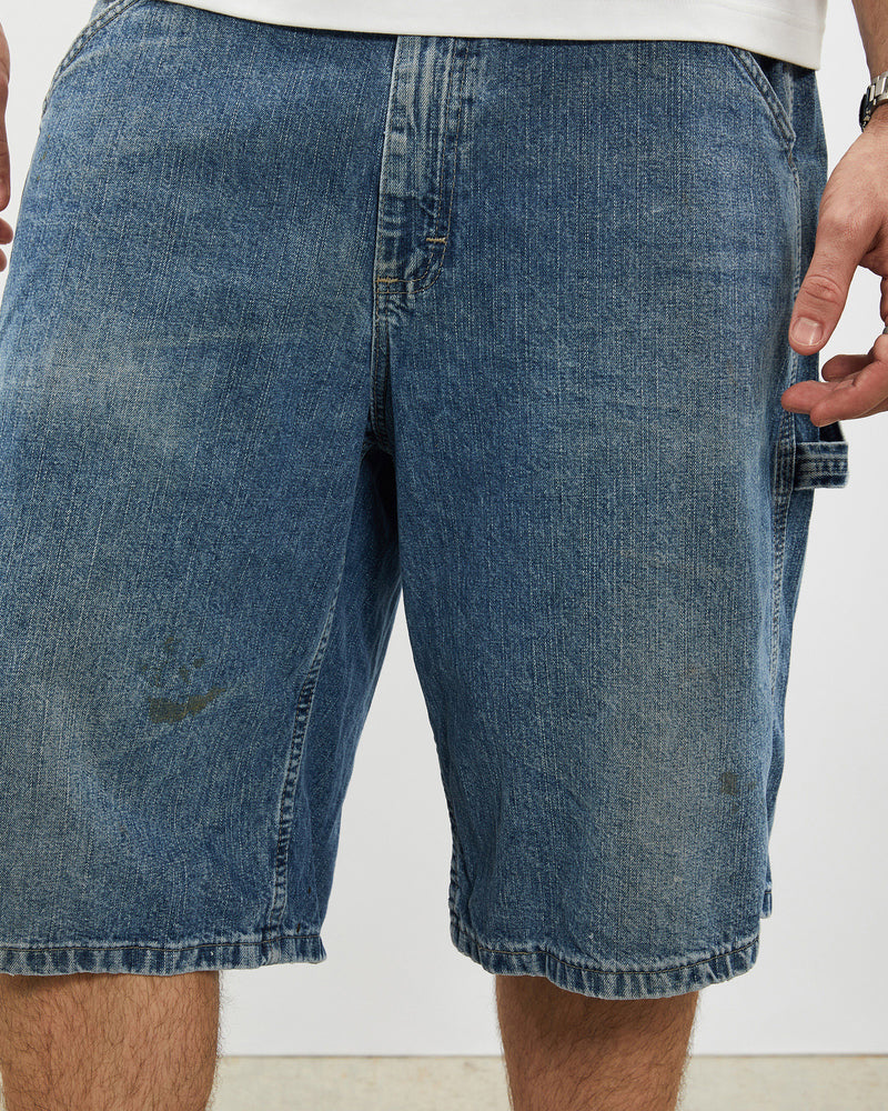 Vintage Lee Denim Carpenter Shorts <br>34" , The Real Deal , newtown, sydney, australia, thrift store, opshop, preloved, secondhand, sustainable, retro, antique, 70s, 80s, 90s, 2000s, 00s, fashion, clothing, streetwear, trendy, garment, style, boutique, store, shop, archive, sale, cheap, best, top