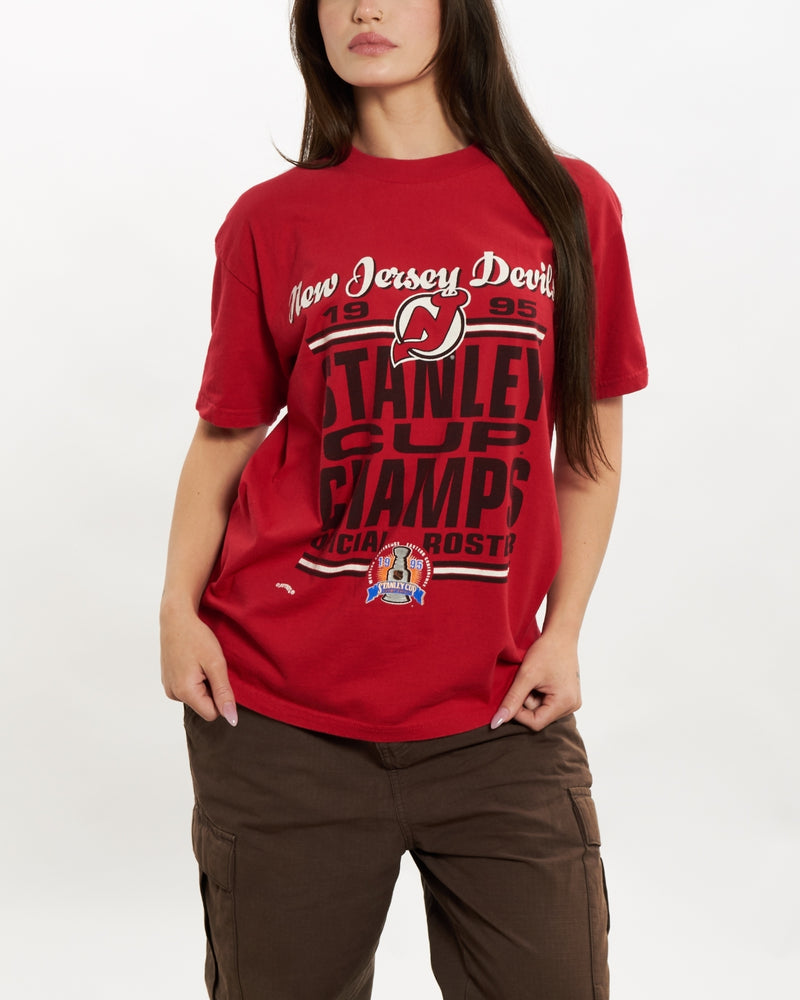 Vintage 1995 NHL New Jersey Devils Tee <br>S , The Real Deal , newtown, sydney, australia, thrift store, opshop, preloved, secondhand, sustainable, retro, antique, 70s, 80s, 90s, 2000s, 00s, fashion, clothing, streetwear, trendy, garment, style, boutique, store, shop, archive, sale, cheap, best, top